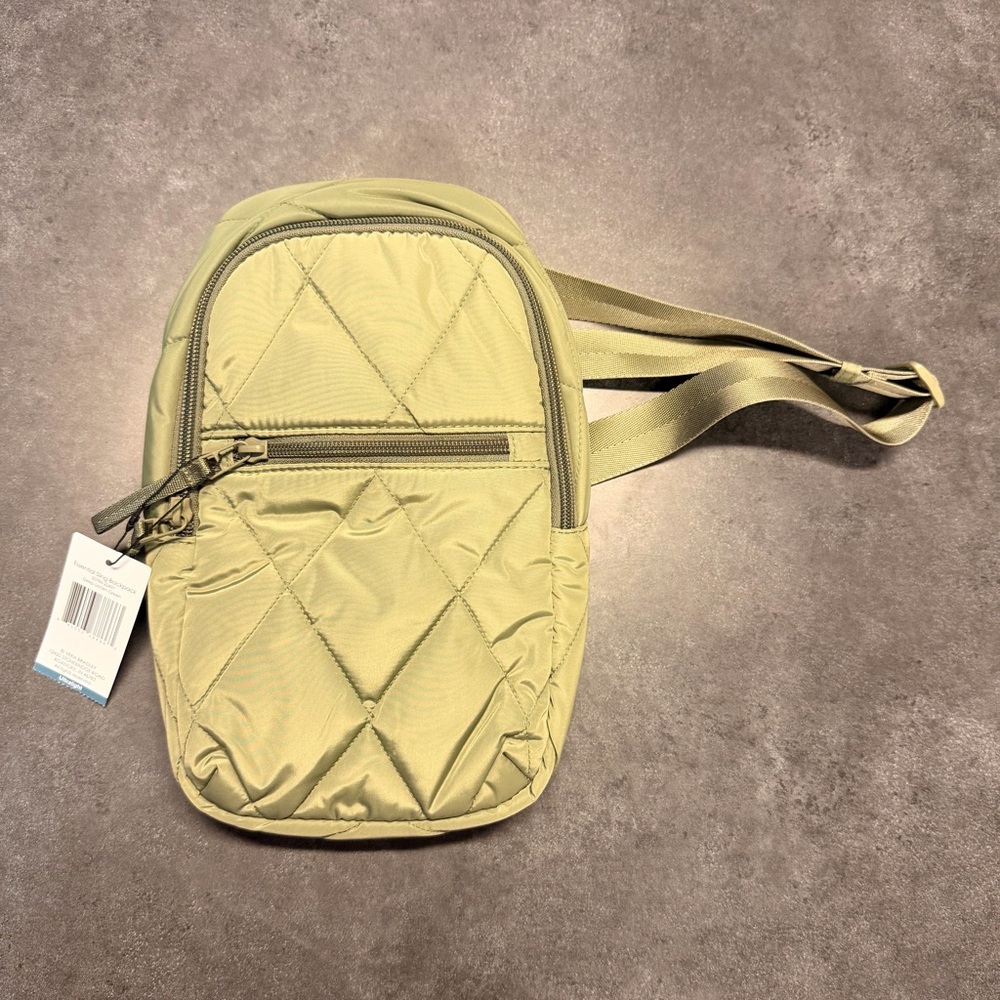 Olive Green Quilted Crossbody Sling Bag